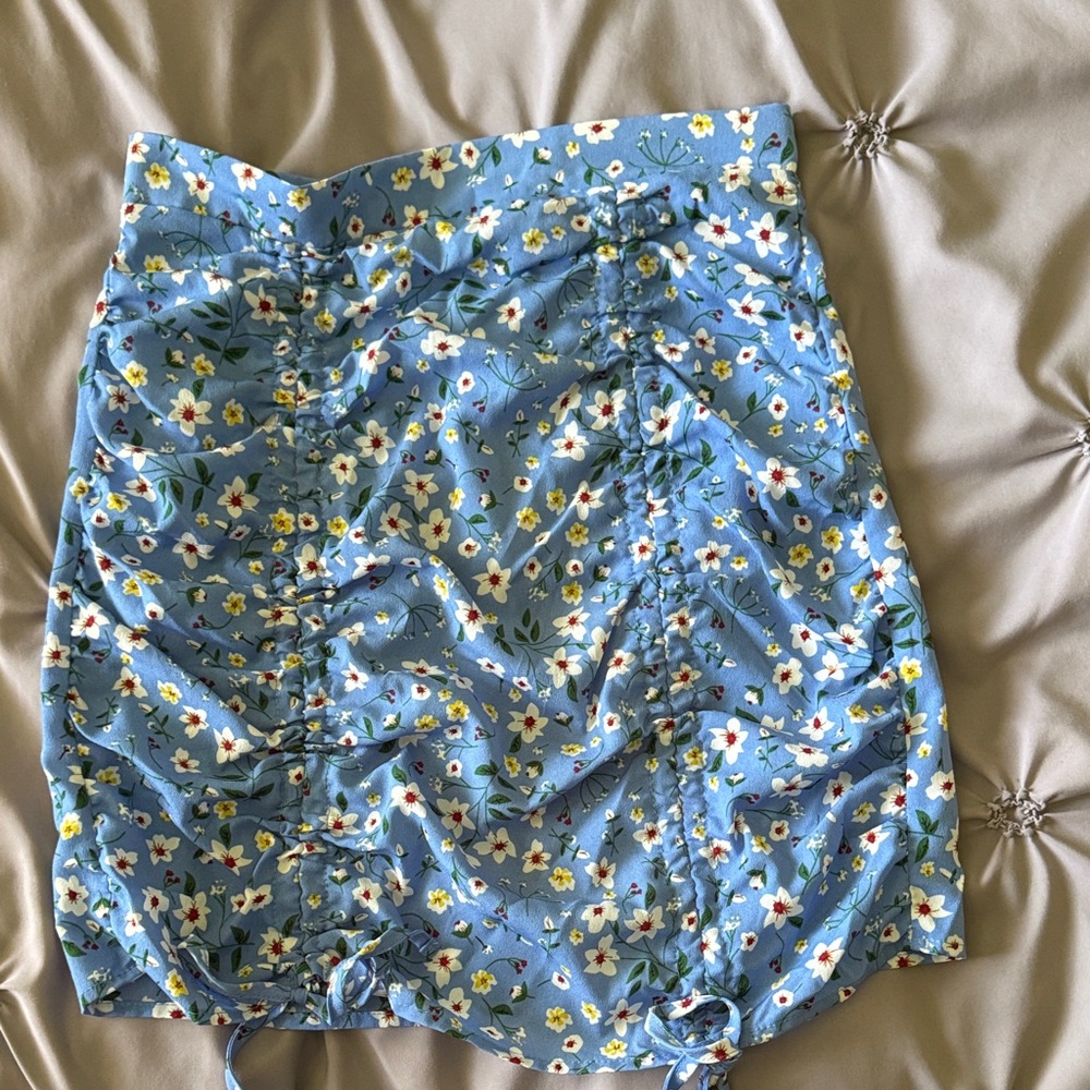 Floral Blue Mini Skirt